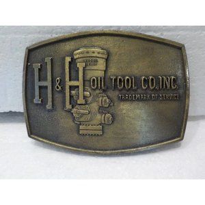 Vintage 1970's H & H Oil Tool Co. Service Belt Buckle  3.50" x 2.50"